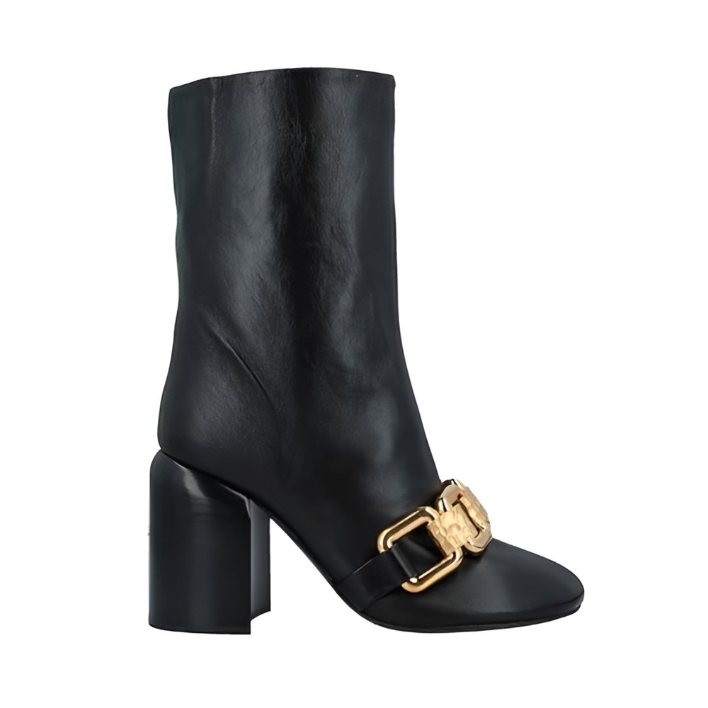 $1200+ Jil Sander Women's Black Leather Nikky Chain Ankle Boots Shoes US 5 NEW!
